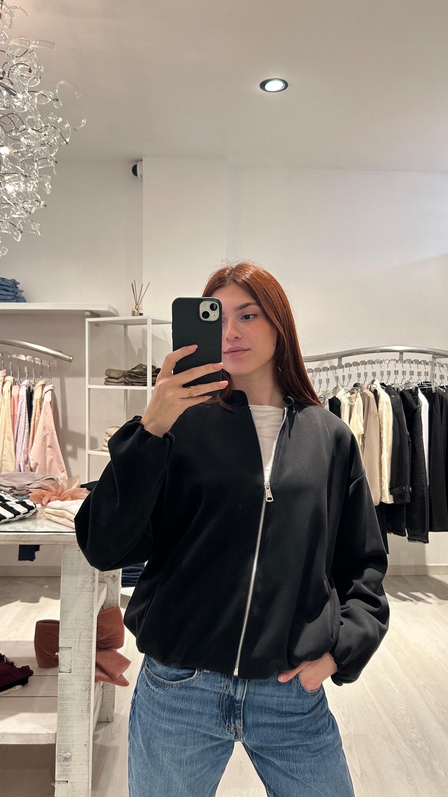 Bomber in felpa con zip