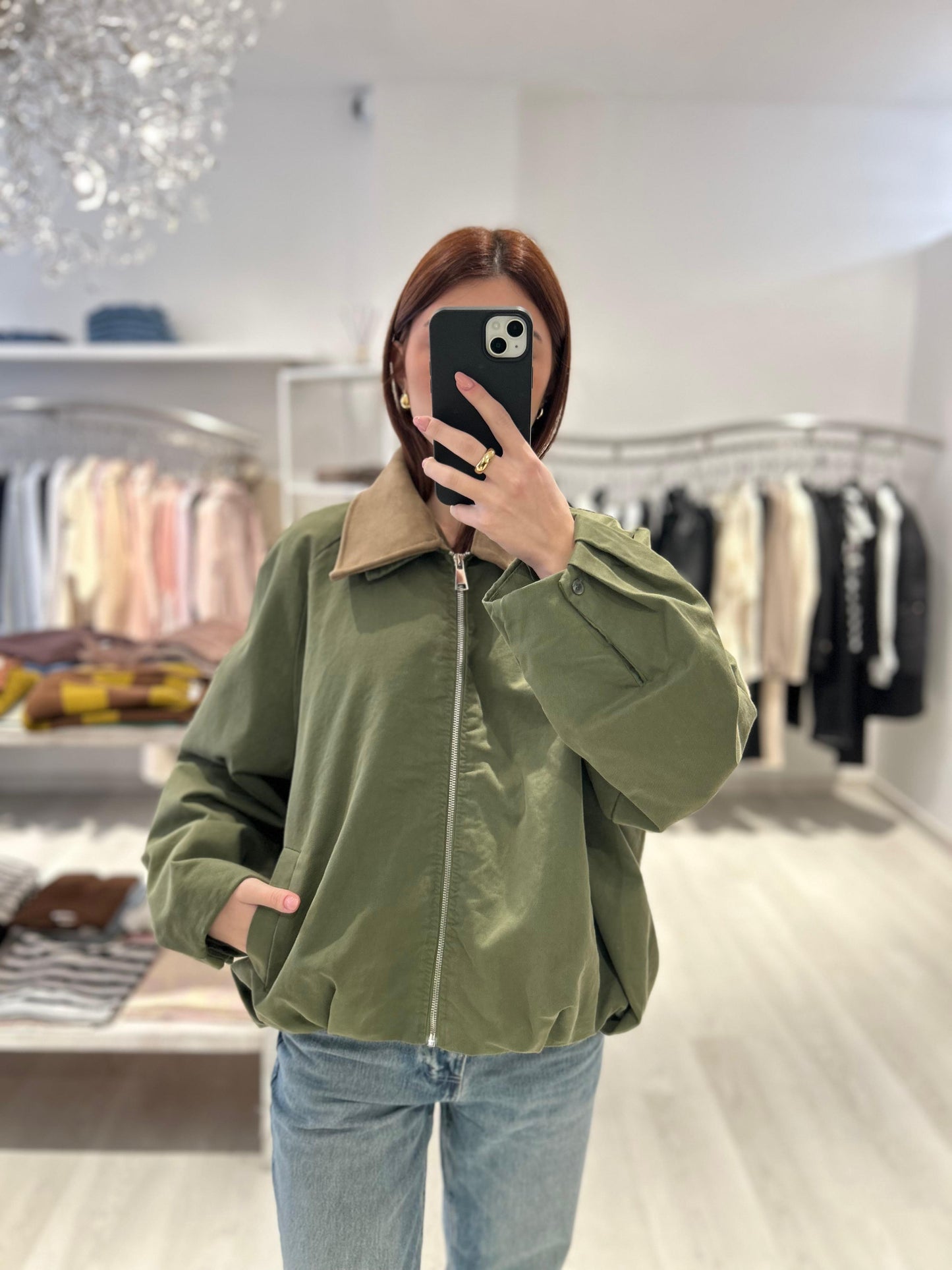 Bomber con colletto scamosciato