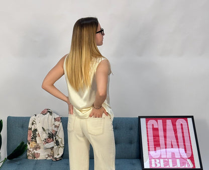 Camicetta smanicata raso di viscosa