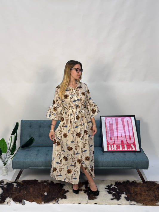 Vestito floreale baige