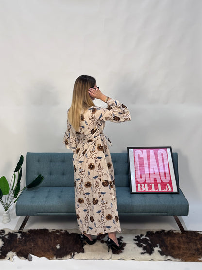 Vestito floreale baige