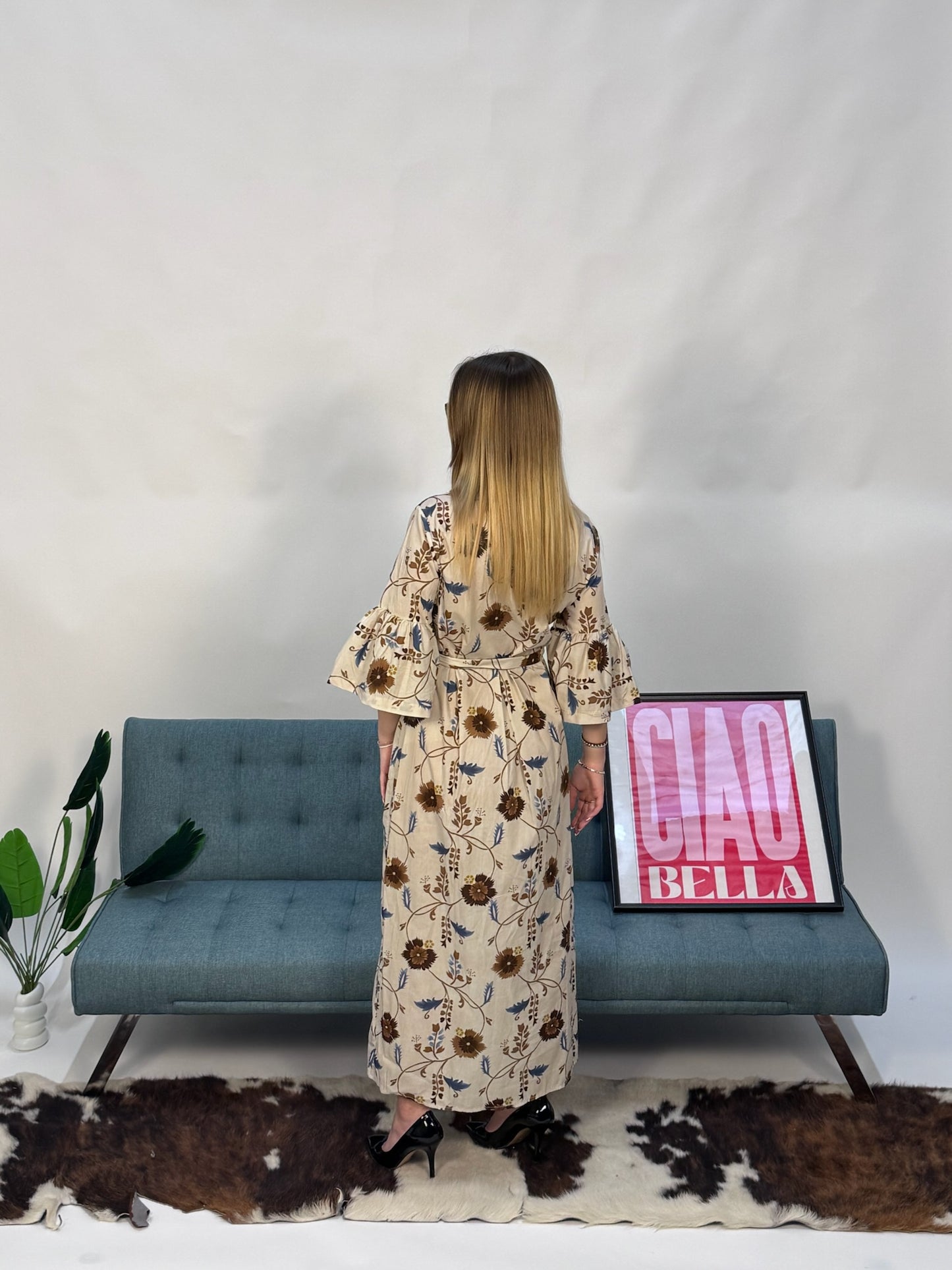 Vestito floreale baige